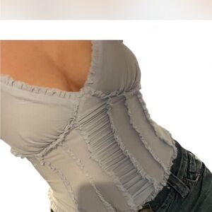 Kimchi Blue Gray Ruched Ruffled tank top